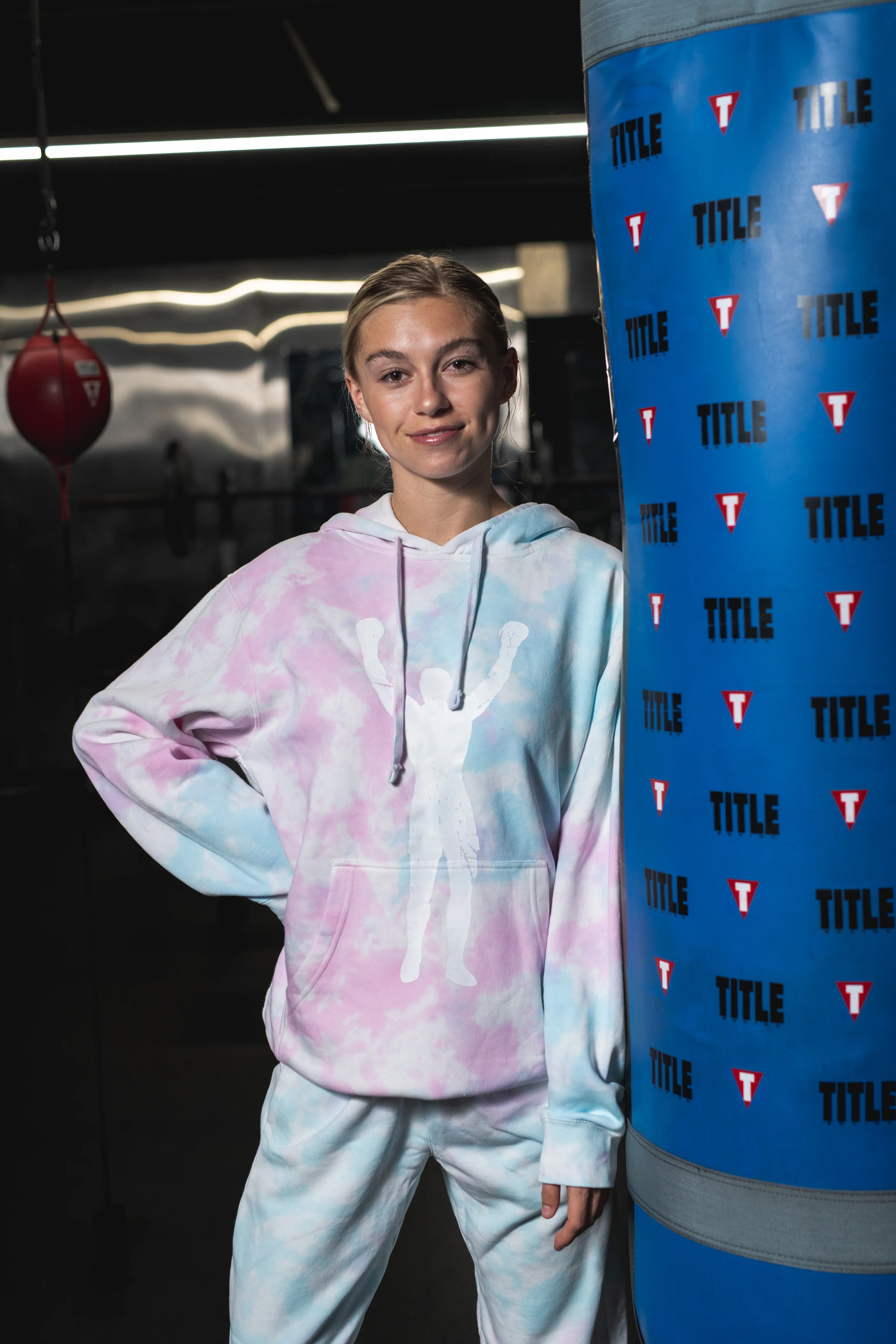 Rocky Statue Cotton Candy Grunge Pullover Hoodie - Image 3